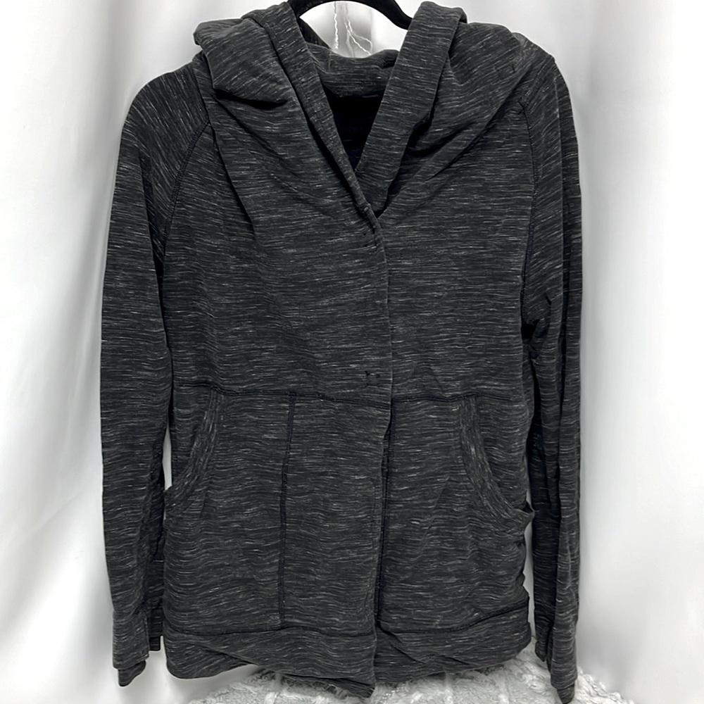 Lululemon Hooded Sweatshirt Jacket. Snap closure black and grey size 2